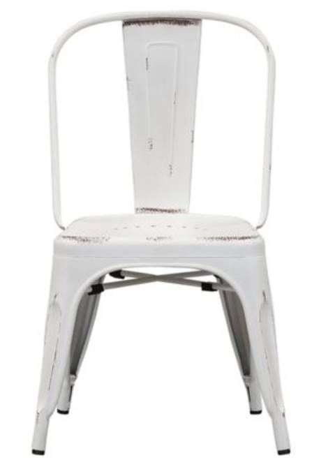 Liberty Vintage Antique White Distressed Metal Bow Back Side Chair-1