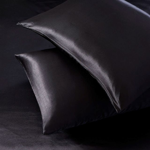Olliix by Madison Park Essentials Black 2 Pack of Standard Satin Pillowcases-0
