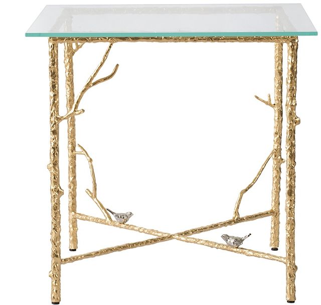 A & B Home Gold Glass Top End Table-2
