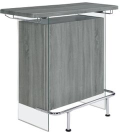 Coaster® Weathered Grey Bar Unit with Footrest and Glass Side Panels