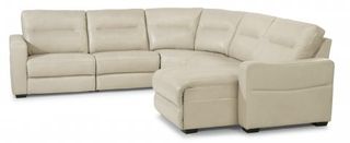 Flexsteel® Monet Off-White Power Reclining Sectional with Power Headrests