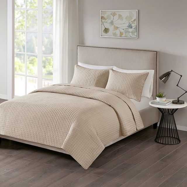 Olliix by 510 Design Otto Khaki Full/Queen 3 Piece Reversible Coverlet ...