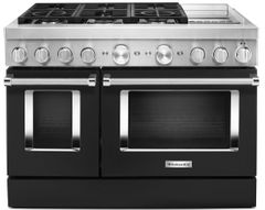 KitchenAid® 48" Imperial Black Commercial-Style Free Standing Dual Fuel Range with Griddle