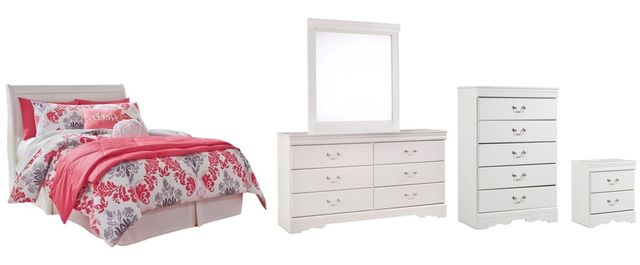 Signature Design by Ashley® Anarasia 5-Piece White Full Sleigh Headboard Bed Set