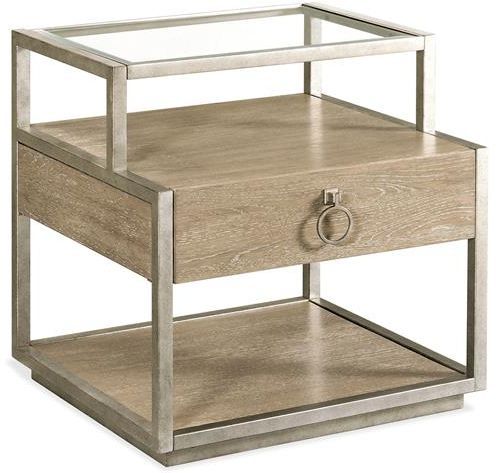 Riverside Furniture Sophie Natural Rectangular Side Table with Glass Top and Gray Frame-0