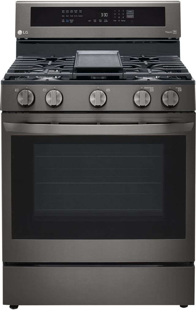 LG 30" PrintProof™ Black Stainless Steel Free Standing Gas Convection Smart Range with Air Fry-1
