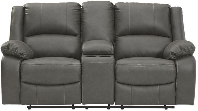 Signature Design by Ashley® Calderwell Gray Reclining Loveseat with Console 1
