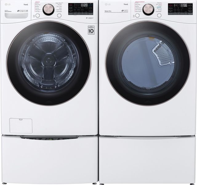 LG White Front Load Laundry Pair 0