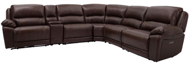 Man Wah Brown 6 Piece Power Reclining Leather Sectional | Miskelly ...