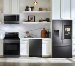 SAMSUNG 4 Piece Kitchen Package with a 26.5 Cu. Ft. Capacity Smart French Door Refrigerator Family Hub™ PLUS a FREE 10 PC Luxury Cookware Set