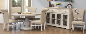 International Furniture Direct Bonaza 7-Piece Ivory Dining Table Set