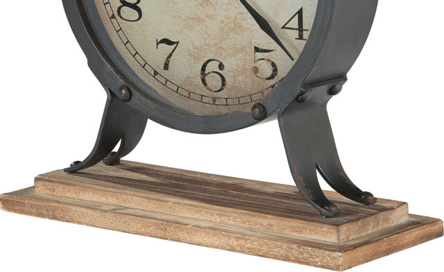 Howard Miller® Gravelyn Antique Iron Round Metal Mantel Clock 1