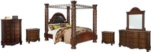 Millennium® by Ashley® North Shore 6-Piece Dark Brown California King Poster Canopy Bed Set