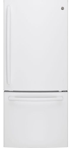 GE® 20.9 Cu. Ft. White Bottom Freezer Refrigerator