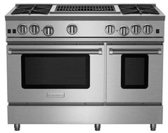 BlueStar® RNB Series 48" Stainless Steel Pro Style Natural Gas Range with 24" Charbroiler