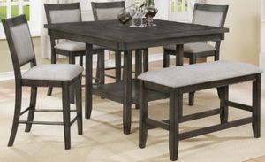 Crown Mark Fulton 6-Piece Brown/Gray Counter Height Dining Table Set 
