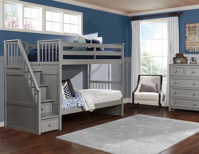 Hillsdale Furniture Schoolhouse Gray Twin/Twin Stair Youth Bunk Bed-3