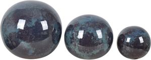 Crestview Collection Lloyd 3 Piece Teal Marbled & Glazed Sphere Set