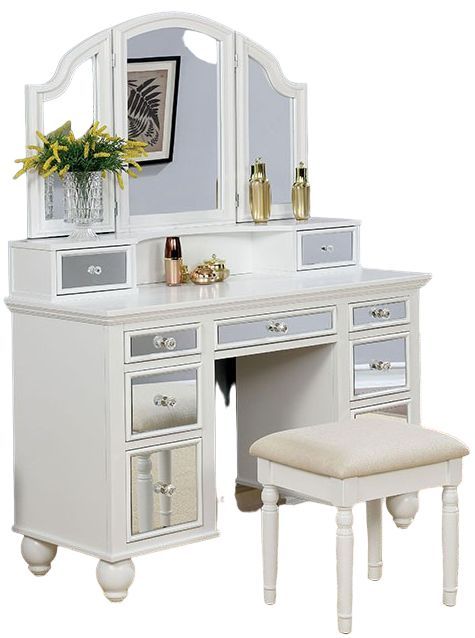 Furniture of America® Tracy 3-Piece White Vanity Set