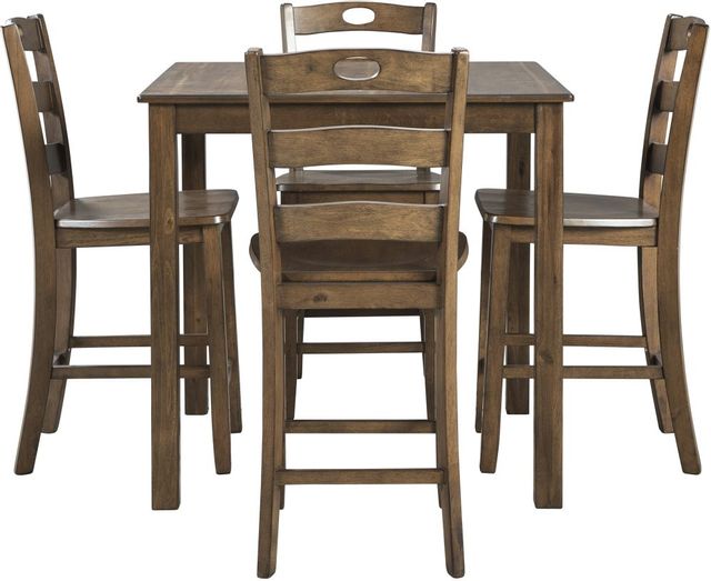 Signature Design by Ashley® Hazelteen 5-Piece Medium Brown Counter Height Dining Table Set-1