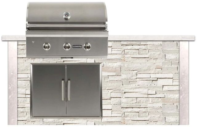 Coyote Outdoor Living 6' Modern White Stacked Stone Grill Island-0