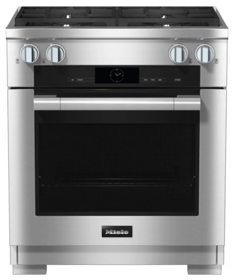 Miele 30" Clean Touch Steel Freestanding Dual Fuel Natural Gas Range 