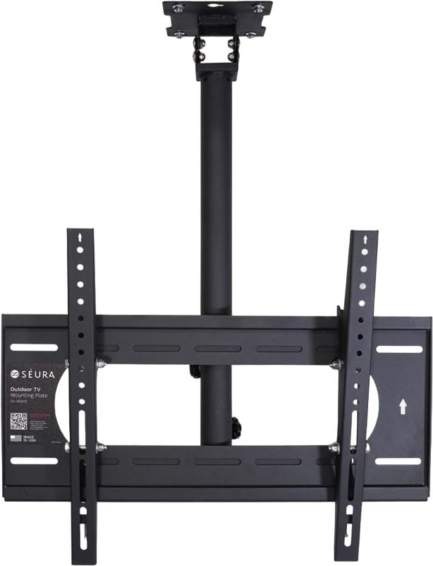 Seura® Black Powder Coat Outdoor Long Arm Ceiling TV Mount 0