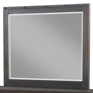 Holland House Furniture Montana Charcoal Mirror with Beveled Glass and Metal Accents