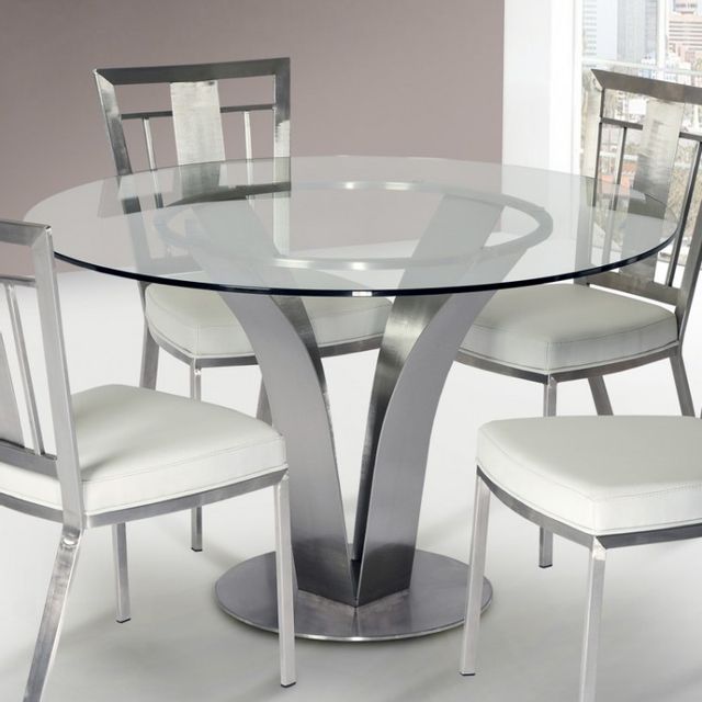 Armen Living Cleo Tempered Glass Contemporary Dining Table 2