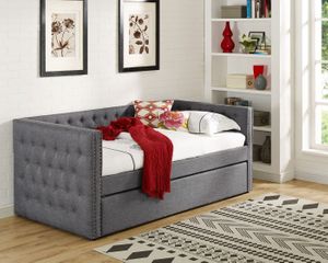 Crown Mark All Trina Gray Upholstered Day Bed