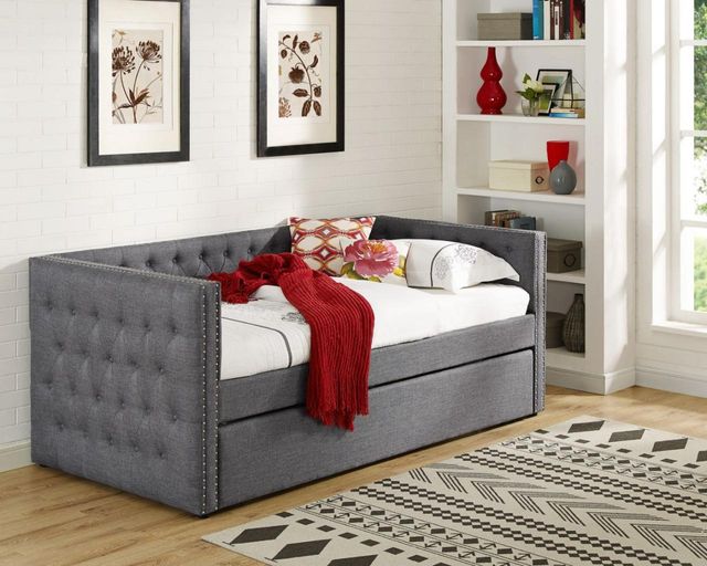 Crown Mark All Trina Gray Upholstered Day Bed-0