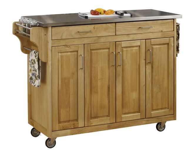 homestyles® Create-a-Cart Natural/Stainless Steel Kitchen Cart-0