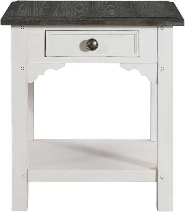 Riverside Furniture Grand Haven Feathered White & Rich Charcoal Square Side Table 1