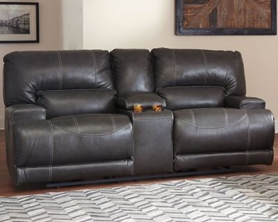 Signature Design by Ashley® McCaskill Gray Power Reclining Loveseat with Console 2