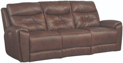 Southern Motion™ Point Break Cognac Leather Triple Power Reclining Sofa with USB Ports