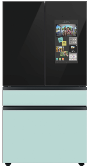 Samsung Bespoke 29 Cu. Ft. Matte Black Steel French Door Refrigerator with Family Hub™ w/Morning Blue Panels