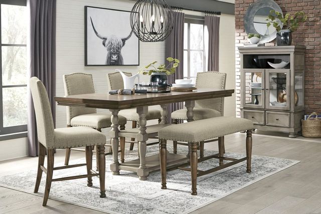 Signature Design by Ashley® Lettner 6-Piece Gray/Brown Dining Table Set 9