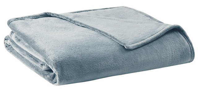 Olliix by Clean Spaces Blue Full/Queen  Antimicrobial Plush Blanket-3