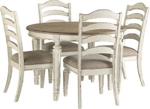 Signature Design by Ashley® Realyn 5-Piece Chipped White Oval Dining Room Table Set P54806466