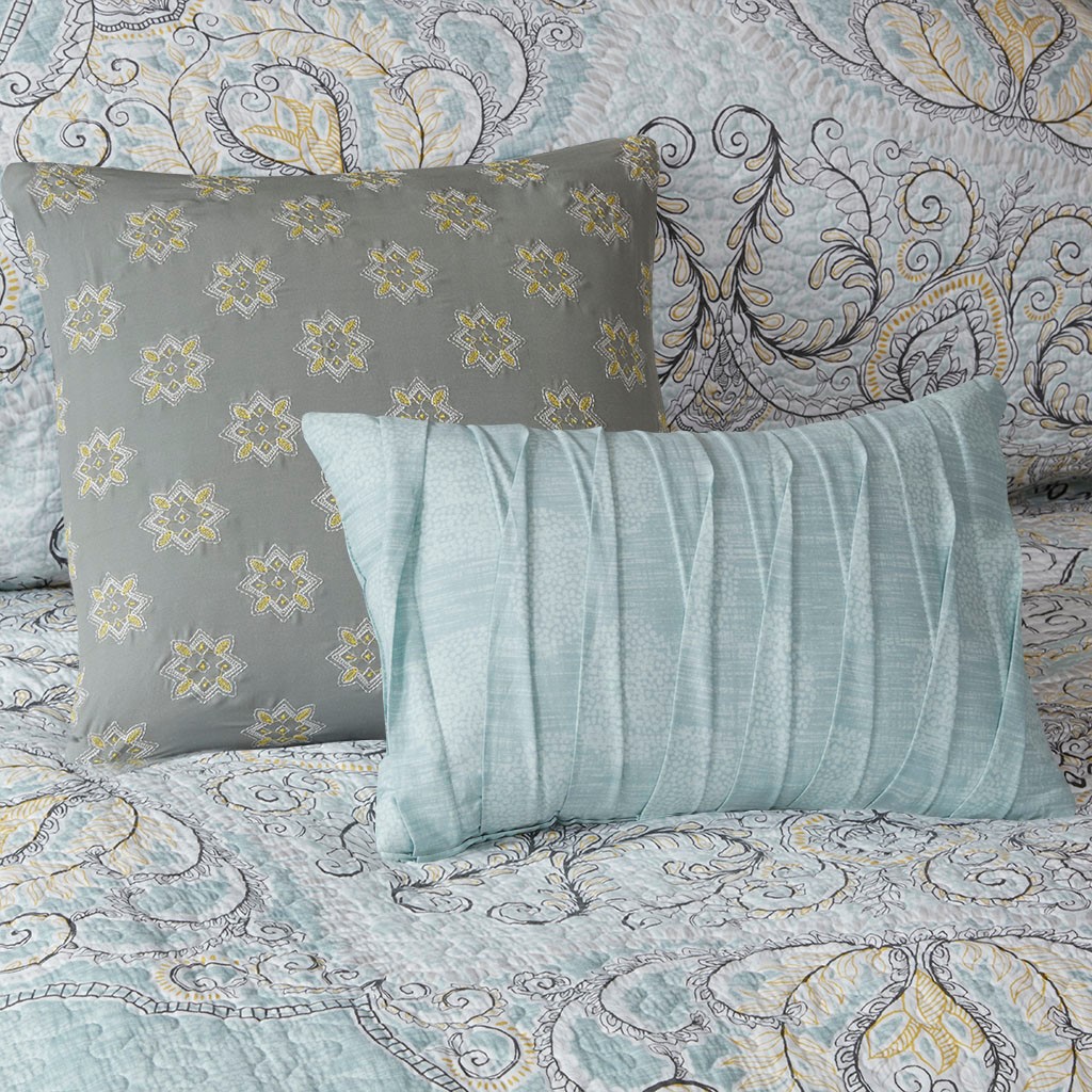 Olliix By Madison Park Lucinda 6 Piece Seafoam Full/Queen Reversible ...