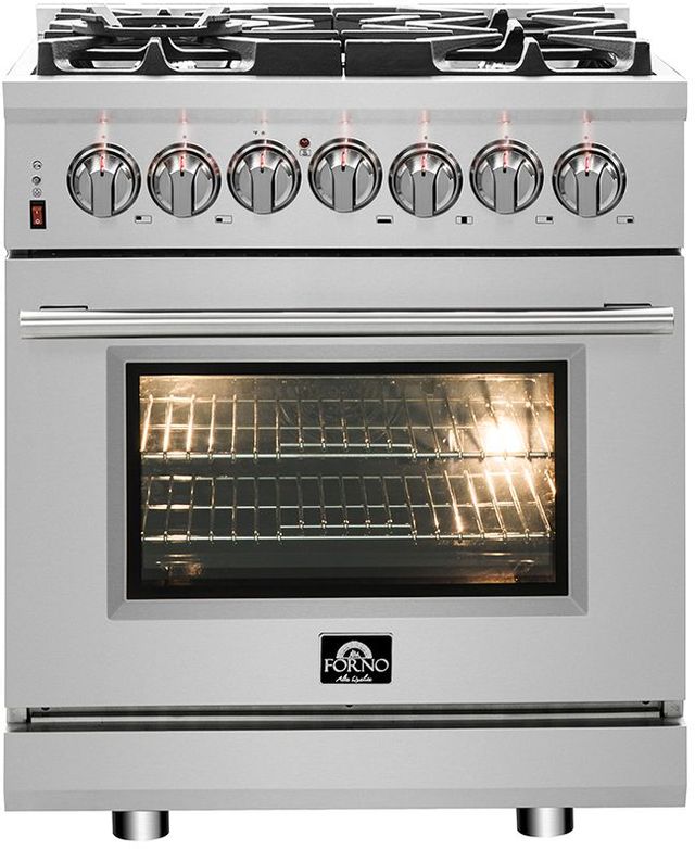 FORNO® Alta Qualita 30" Stainless Steel Pro Style Dual Fuel Natural Gas Range-0