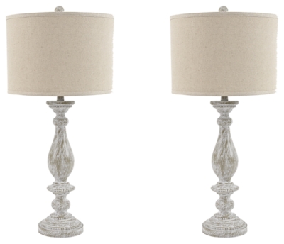 Signature Design by Ashley® Bernadate Set of 2 Whitewash Poly Table Lamps