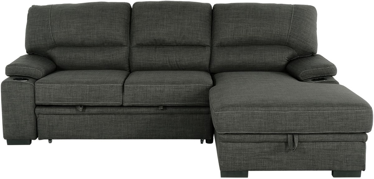 Primo Gallo 2-Piece Grey Sectional Sleeper Sofa with Storage