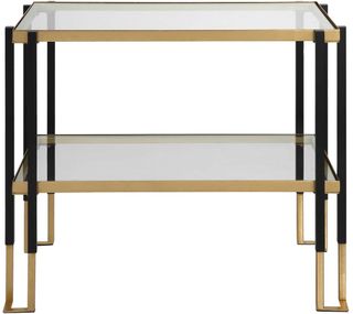 Uttermost® Kentmore Two-Toned Matte Black and Brushed Gold Glass Side Table