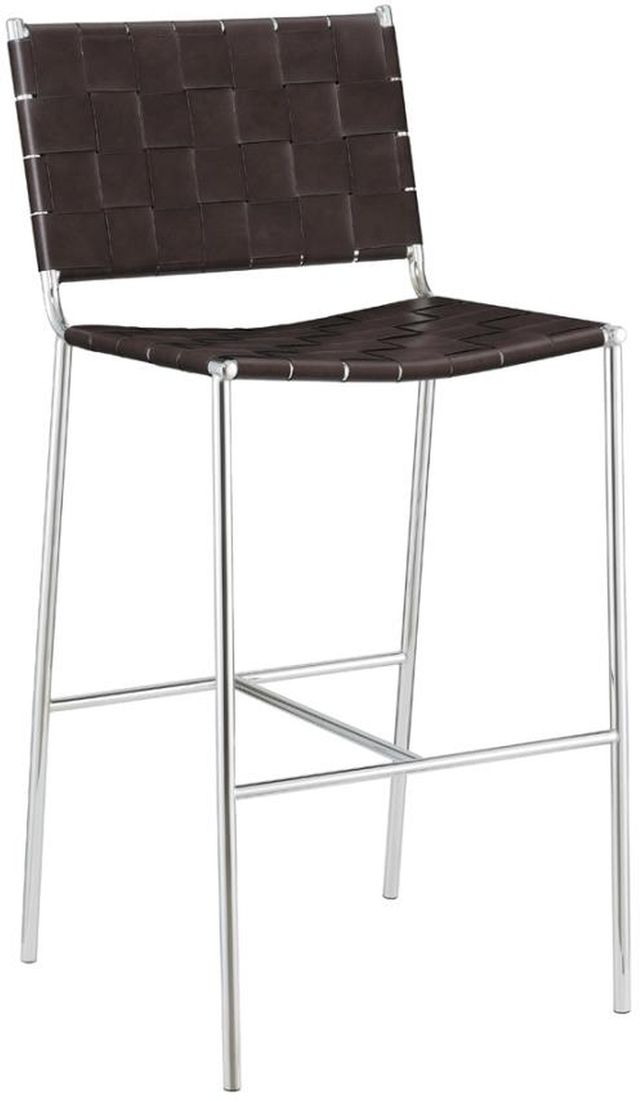 Coaster® Brown and Chrome Upholstered Bar Stool with Open Back 0