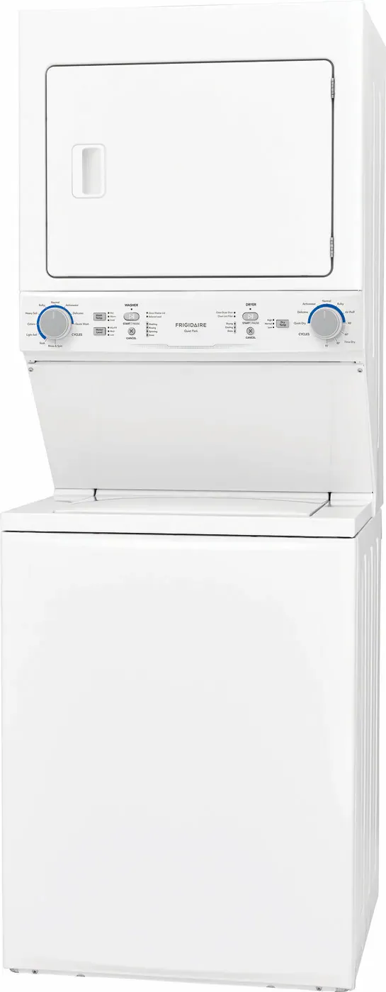 Frigidaire® 4.3 Cu. Ft. Washer, 5.6 Cu. Ft. Dryer White Stack Laundry 0