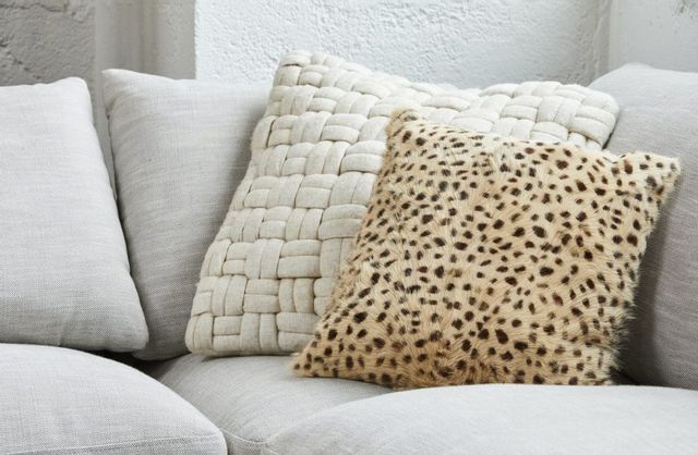 Moe's Home Collections Spotted Goat Cream Leopard Fur Pillow 2