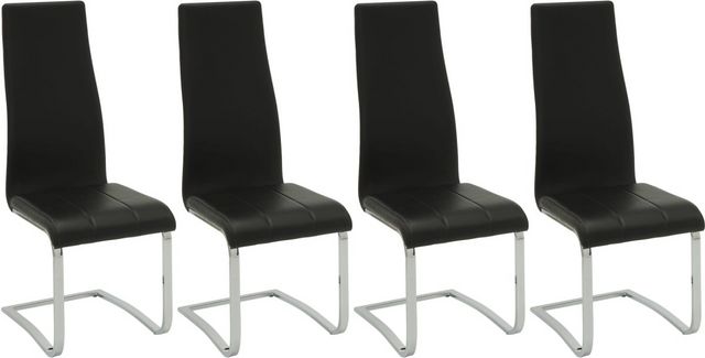 Coaster® Anges Set of 4 Black And Chrome High Back Dining Chairs