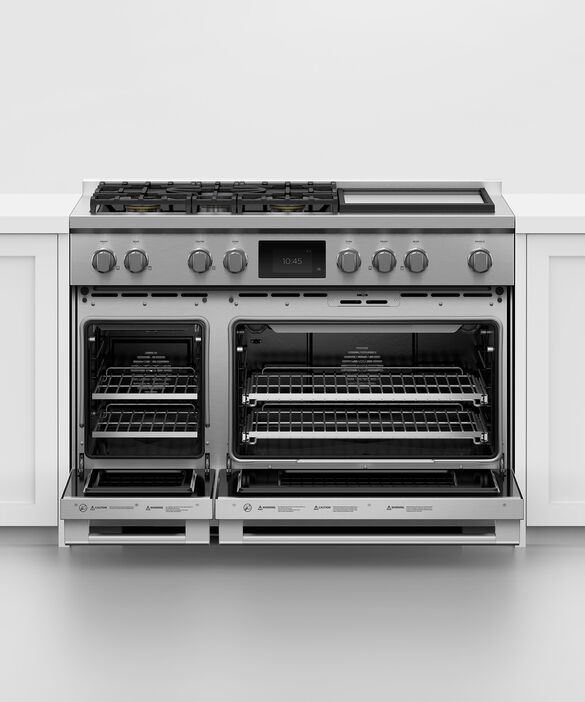 Fisher & Paykel Series 9 48" Stainless Steel with Black Glass Pro Style Dual Fuel Range-3