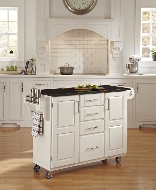 homestyles® Create-a-Cart Black Granite/White Kitchen Cart-1